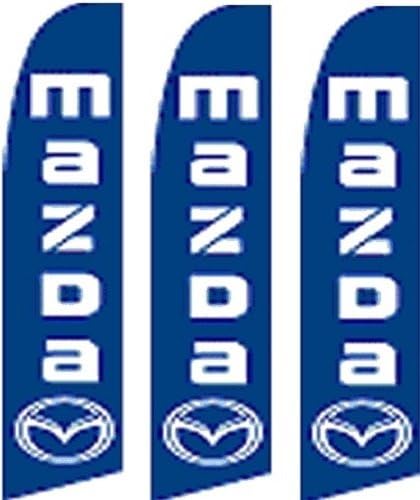 3 Swooper Flutter Feather Banner Flags MAZDA Mazda Logo Blue White