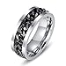 Topick Men's Fashion Black Stainless Steel Wide 8mm Spinner Chain Shaped Ring