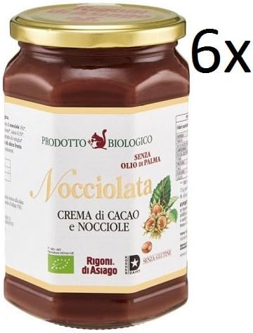 6X Rigoni di Asiago BIO Hazelnut and Cocoa Cream Chocolate Cream spred Nocciolata 700g - Italian Product