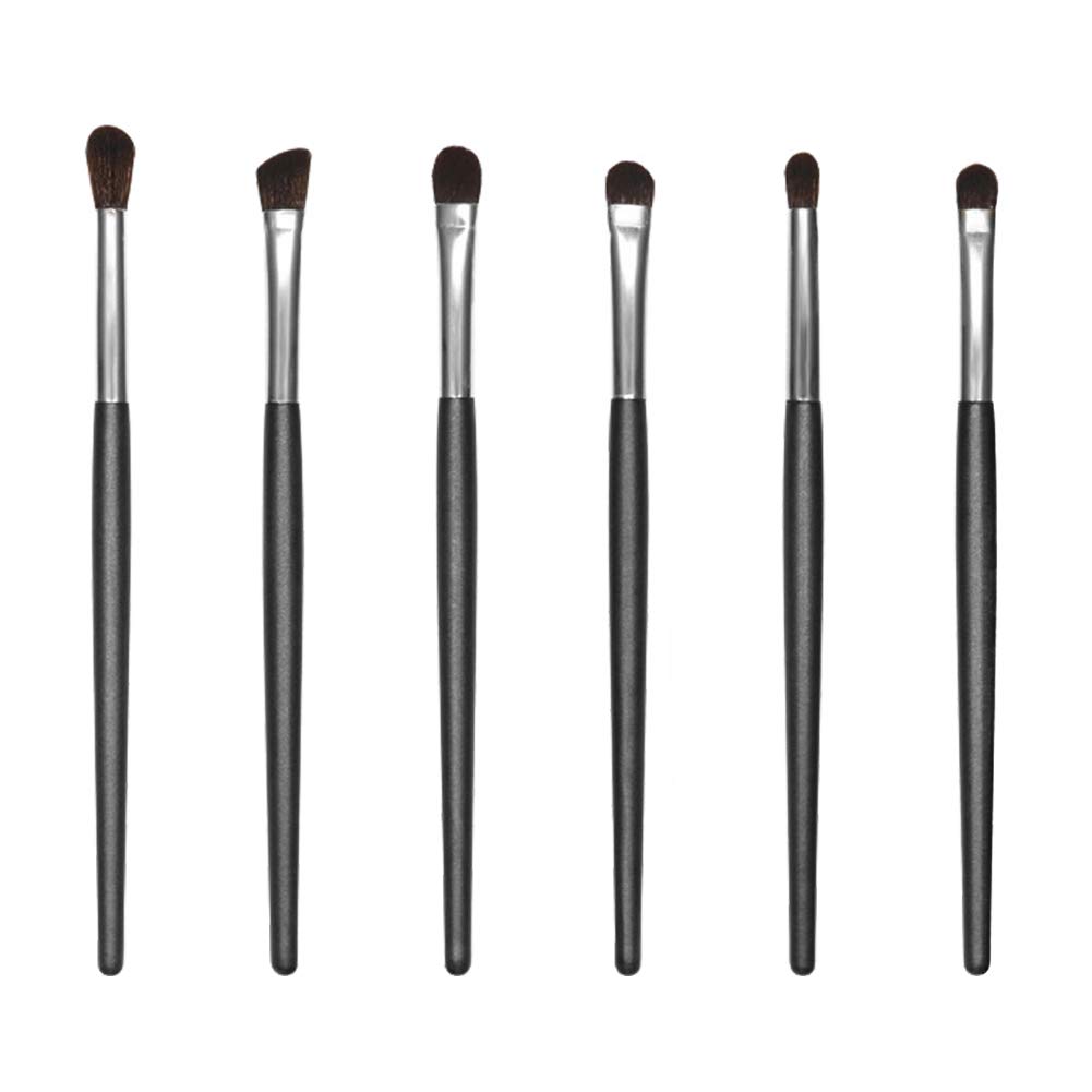 JessLab 6pcs Eye Brush Set, 6 Pieces Wooden Handle Makeup Eyeshadow Essentials Brush Collection Kit for Eyeshadow Blending Contour, Synthetic Bristles