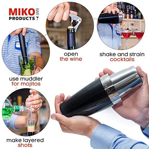 Home Bartender Kit - Cocktail Shaker Bar Set - Includes Bar Tools & Bartender Accessories: Boston Cocktail Shaker,Muddler,Strainer,Jigger,Bar Spoon,Corkscrew and Bonus Recipes EBook
