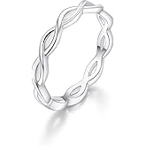 MDFUN Twisted Rope Eternity Band Celtic Knot Promise Ring Wedding Ring Engagement Rings 18K White Gold Plated for Women Size 7