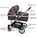 BABY JOY Baby Stroller, 2 in 1 Convertible Carriage Bassinet to Stroller, Pushchair with Foot Cover, Cup Holder, Large Storage Space, Wheels Suspension, 5-Point Harness, Coffee