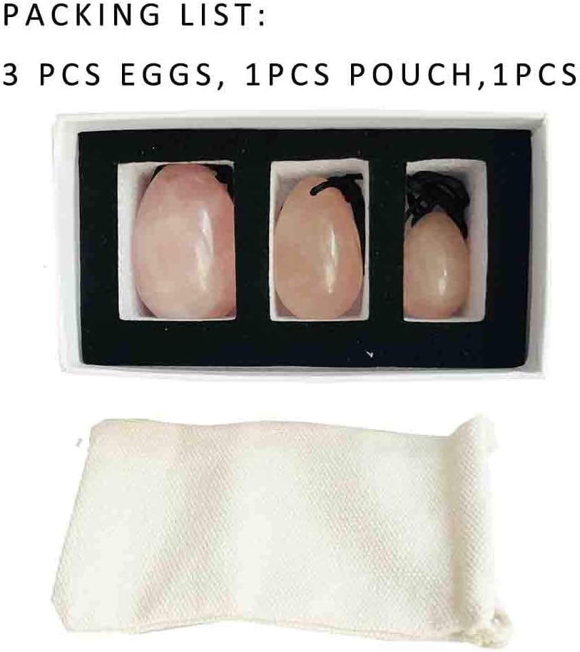 Yoni Eggs in Rose Quartz/for Women PC Muscle Training/Drilled/ 3 Sizes in a Set: Health & Personal Care