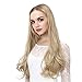 SARLA Invisible Wire Hair Extensions with 3 Clips Synthetic Wavy Curly Hairpiece Adjustable Transparent Headband for Women 16 Inch Dark Brown/Golden Blonde Highlights