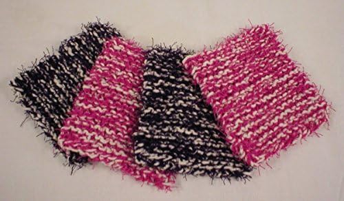 Handmade Dish Pot Pan Scrubbies, Scrubbers, Scrub Pads, 4-Pk, 2 Purple, 2 Bubble Gum