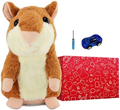 Wua Cute Mimicry Pet Talking Hamster Repeats What You Say Plush Animal Toy Electronic Hamster Mouse for Kids Birthday / Christmas Gift (Brown)