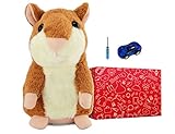 Wua Cute Mimicry Pet Talking Hamster Repeats What You Say Plush Animal Toy Electronic Hamster Mouse for Kids Birthday / Christmas Gift (Brown)