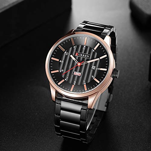 CURREN Reloj de pulsera para hombre de cuarzo, con calendario, indicador de tiempo, acero inoxidable - Imagen 5