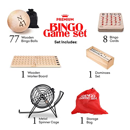 Professional Deluxe Bingo Game Set Bundle with Dominoes Set Bingo