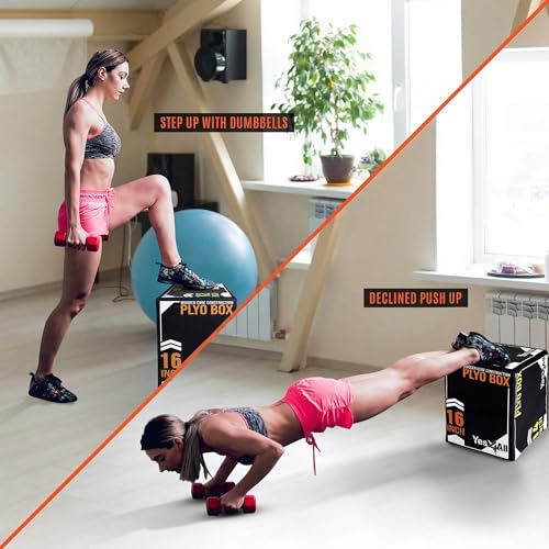 Yes4All 3 in-1 Soft Plyo Box Wooden Core, Foam Plyometric Box for Exercise, MMA, Plyometric Training, Available in 4 Sizes