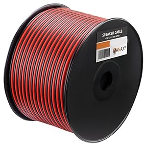 Manax SC2400RB-100 volumerekabel 2×4,00 mm² CCA (boxkabel/audiokabel), spoel 100 m, rood/zwart