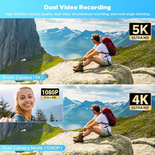 Camcorder Video Camera 5K, 56MP Youtube Vlogging Camera, 3" 270° Rotatable Touchscreen WiFi Cam corder, 16X Digital Zoom, Night Vision Camcorder with 64GB SD Card, 2 Batteries, Remote Control, Tripod
