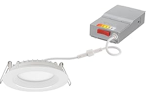 Juno LED Recessed Lights 4 Inch Round Wafer Downlight, 5-in-1 Switchable White Color Temperature, 120 Volts, 4-Inch Regressed