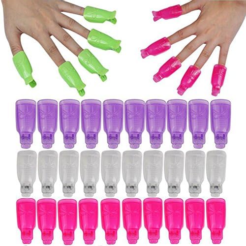 Reusable Acrylic Nail Polish Remover Wrap Cleaner Superior Soak Off Clip Caps (20pcs, Red)