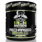 BCAA Powder Supplement - Best Intra Workout Formula - Amino Acids for Hydration - Green Apple Vegan Instaminos - All Natural Fermented - Non-GMO - Gluten-Free - Ideal 2:1:1 Ratio
