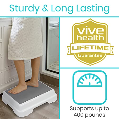 Vive Bath Shower Step Stool (4.5") Slip Resistant, Stackable, Indoor