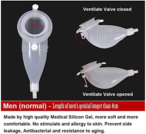 Hypo-allergenic Silicone Adults Urinal with Urine Catheter Bags Man Woman Elder Men Toilet Pee Loo for Bedridden Person Urinate (Male)