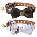 KOOLTAIL 2 Pack Camo Dog Collars with Bell Bowtie Medium Collar Set 10