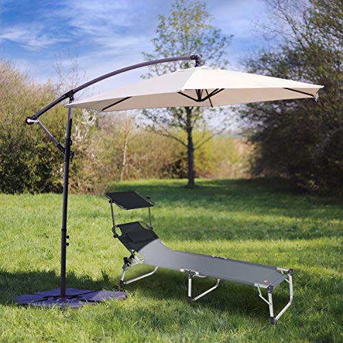 Sekey Aluminium klappbare Sonnenliege mit Dach, Gartenliege mit Kissen für Balkon, Garten, Terrasse, Innen- und Außen… – Bild 3