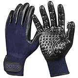 LOOTUS Pet Grooming Glove Mitt for Dogs Cats and Horses with Long and Short Fur, Enhanced 5 Finger Design Deshedding Hair Remover Massage Tool Pet Gloves