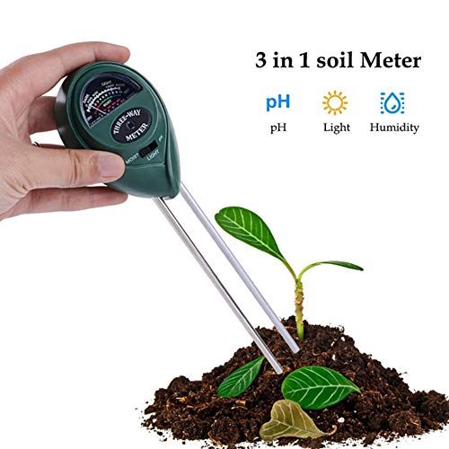 Soil Tester, 3 in 1 Soil Test Kit Gardening Tools, pH Water Light Sensor Meter Monitor for Garden, Farm, Plants, Herbs Indoor Outdoor (No Battery Needed)