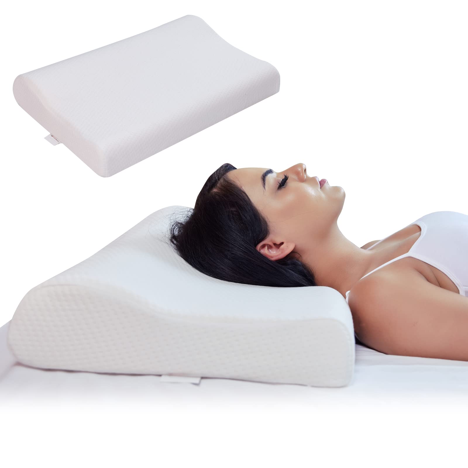 Mabel Home Contour Memory Foam Pillow for Neck Pain Relief, Adjustable Ergonomic Cervical Pillow for Sleeping, Orthopedic Contour Pillow Support for Back, Stomach, Side Sleepers