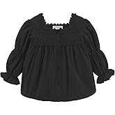 Mud Kingdom Girls Long Sleeve Blouse Button Down Solid Color Loose Fit