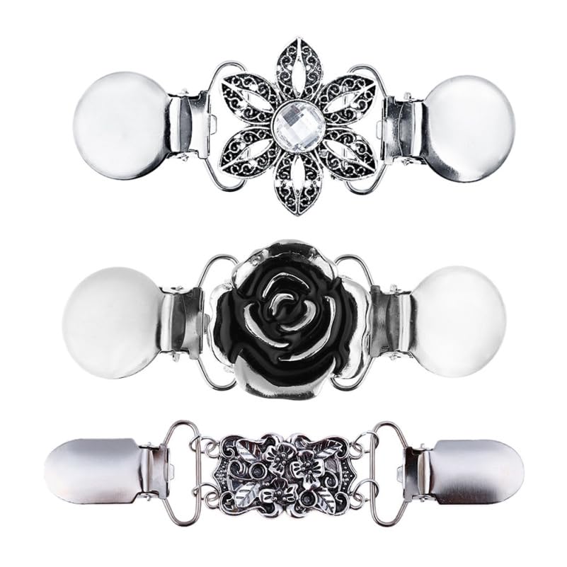 VALICLUD 3pcs Alloy Women Sweater Clip Cardigan Link Rose Molding Buckle Collar Clip Sweaters Connection Brooches