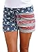 Spadehill Women's July 4th American Flag Printed Shorts with Drawstring