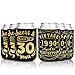 30th Birthday Party Favor Decorations Supplies Cheers & Beers to 30 Years Can Sleeves Vintage 1990 Can Cover Beer Sleeves Black and Gold Neoprene Sleeves for Soda Beer Can Beverage Set of 12
