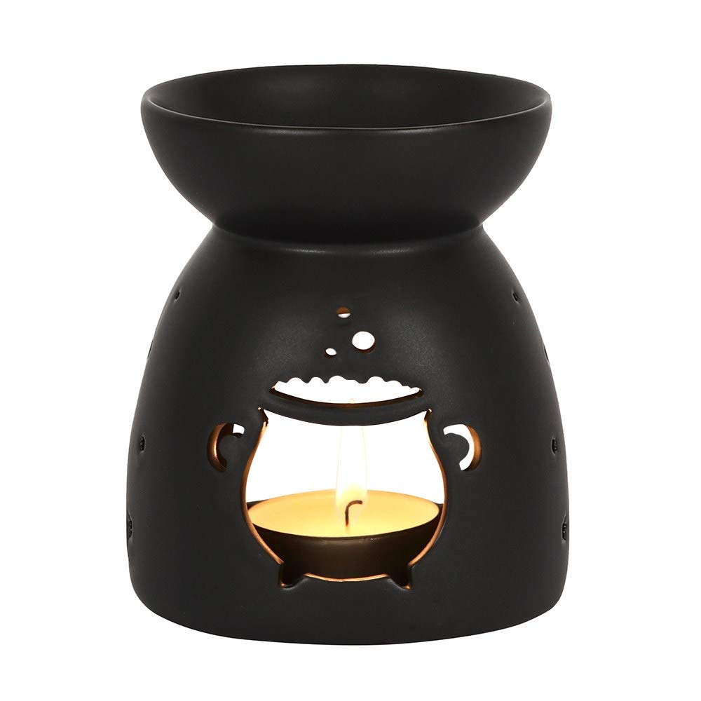 TECH ISLAND Oil Burner, Black Cauldron Cut Out Oil Burner Essential Oils and Wax Melt Burner Warmer Tea Light Holder Fragrance the Home Aromatherapy Witchcraft