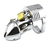 L-FC Metal Steel Cage Chasti Devices Male Briefs Anti-Off with 5 Rings