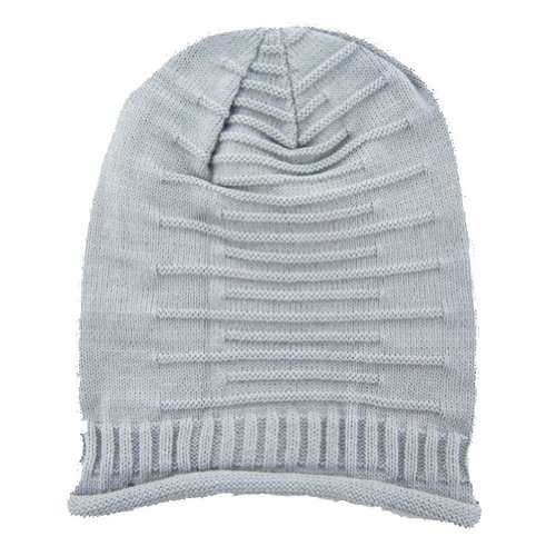 Unisex Folds Slouchy Beanie Winter Warmer Fall Wool Hat (Gray)