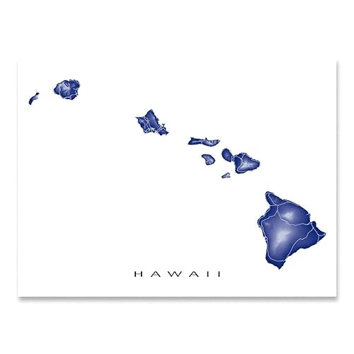 Amazon.com: Hawaii Map Wall Art Print 8x10, Hawaiian Islands Poster