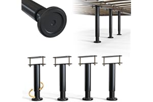 YUEYIN 4Pcs Adjustable Height Bed Frame Support Leg, Extra Sturdy Steel Bed Frame Support Legs with Wider Rubber Base, More Stable/Quieter, Bed Slat Reinforcement Kit for King/Queen Bed (5"-8.6")