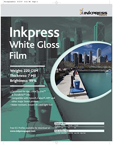 INKPRESS MEDIA WGF1750,220GSM,7MIL, 99 Percent Bright, Photo Paper (#WGF1750)