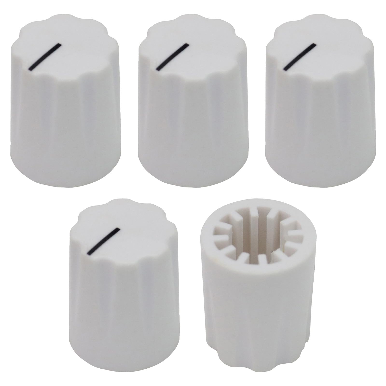 6.4mm Hole Tall Davies Style Instrument/Pedal Control Knob Pack of 5 (White) — image 1