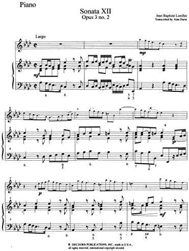Sonata XII Op.3 No.2 for Bb Saxophone and Piano by Jean Baptiste Loeillet