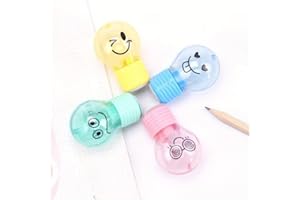 2pcs Kawaii Novelty Bulb Style Pencil Sharpener Creative Emotions Plastic Pencil Sharpener for Kids Gifts School Supplies