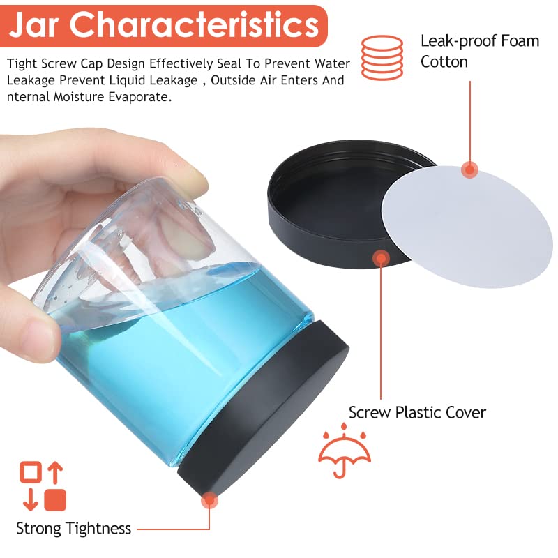 48pcs 8 oz Plastic Containers with Lids Labels Leak Proof BPA Free Airtight Refillable Clear Small Containers Storage Jars for Storing Dry Food Slime Honey Jam