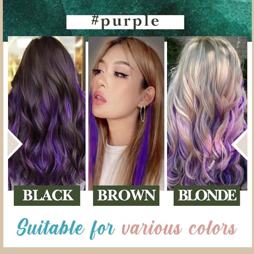 RUNATURE Natural Hair Extensions Adhesive Invisibility 40cm 20pcs 50g #Purple