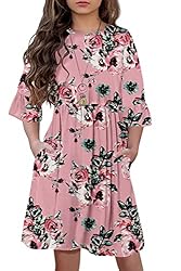 HOSIKA Toddler Kid Floral Sundress 3/4 Sleeve