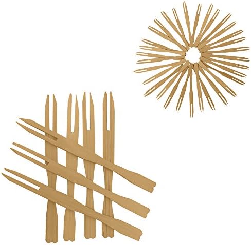 1000 Mini Wooden Cocktail Fork Sticks, 3.5 Inch Bamboo Skewers.Splinter-Free Toothpicks.Includes 1000 Bamboo Two Prong Sharp Fork Sticks. Perfect For Parties, Buffets, Food Tastings And Much More.