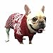 Lanyarco Red Christmas Dog Sweater Reindeer Holiday Festive Dog Christmas Sweater for Dogs Male Female, L Size Large Back Length 16