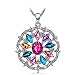 QIANSE Love in Curacao Multicoloured Round Pendant Necklace Crystals Necklaces for Women Jewelry for Grilfriend Wife for Her