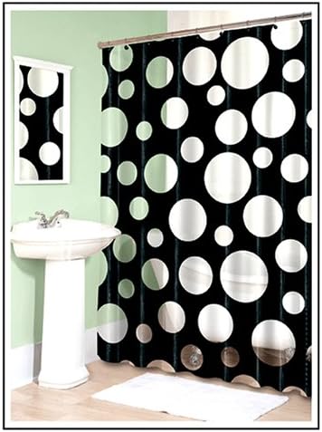 Amazon Com Peek A Boo Black Clear Polka Dot Vinyl Shower