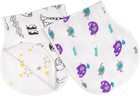 gagagubaby Muslin Baby Burp Cloths for Boys and Girls - Baby Bibs - 2 Pack of Soft, Absorbent Burping Cloths made of a special blend of Bamboo and Cotton โ Unisex Burpy Bib