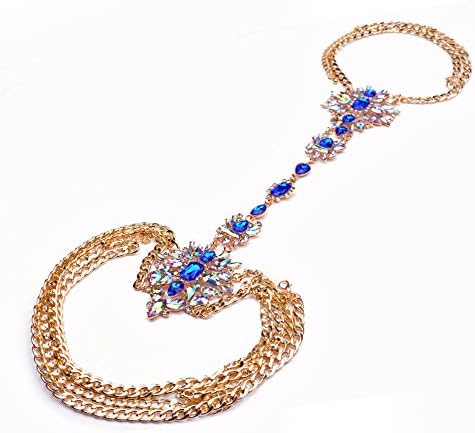 Sunbobo Lingerie Chain Blue Necklace Women's Alloy Body Chain Bikini Jewelry Sexy Necklace Beach Accessories Summer Beach Party