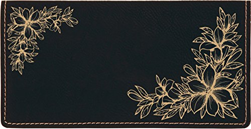 Floral Filigree Laser Engraved Leatherette Checkbook Cover